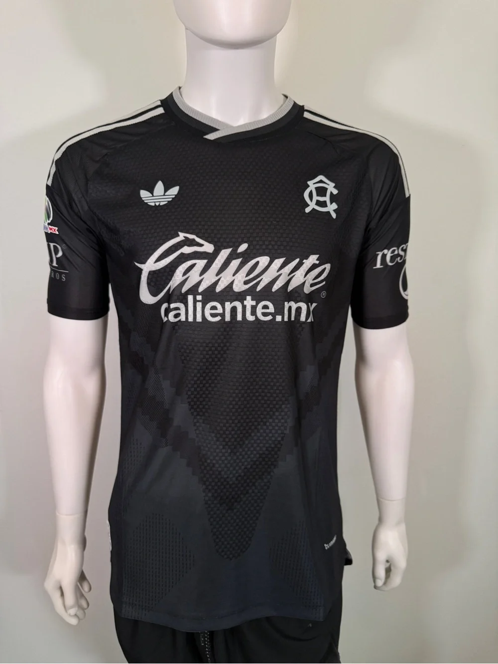 adidas Black Caliente Men's Soccer Jersey with White Logos